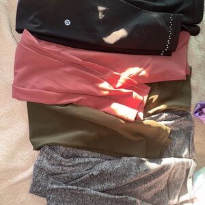 lululemon athletica Black, Pink, Olive, and Gray Leggings